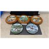 Image 1 : Five Jerner's Beautiful Ducks Collector Plates Canvasback, Mallard, Wood Duck, Pintail, 3 in Wood