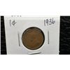 Image 15 : Five Canadian King George V 1-Cent Coins 1932, 33, 34, 35 and 1936