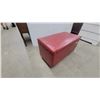Image 2 : Red Upholstered Storage Bench with Hinged Lid, 18”×30”×16”