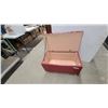 Image 4 : Red Upholstered Storage Bench with Hinged Lid, 18”×30”×16”