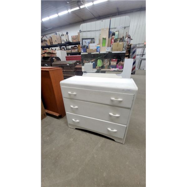 White 3-Drawer Dresser with Mirror