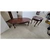 Image 1 : Oval Dark Wood Coffee Table with Cabriole Legs and End Table