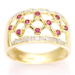1.04Ct Pink Sapphire & 14 Diamond Yellow 9K Gold Ring (JEW-9073X)