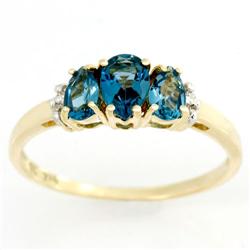 1.24Ct London Blue Topaz & Diamond Yellow 9K Gold Ring (JEW-9081X)