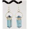 30ct Aqua Aura Clear Quartz Crystal Earringst Super Sparkler With Sterling (JEW-1719)