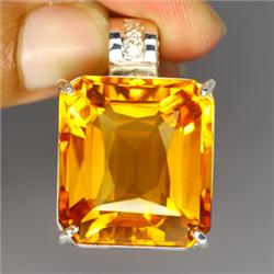 78.75ct Sterling Pendant Emerald Cut Golden Yellow Citrine (JEW-1795)