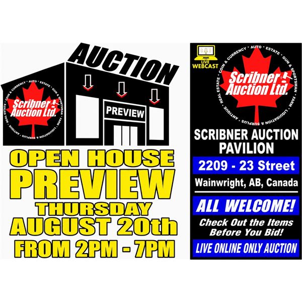 OPEN HOUSE - PREVIEW THURSDAY : AUG 20th from 2-7pm Alberta Canada Time