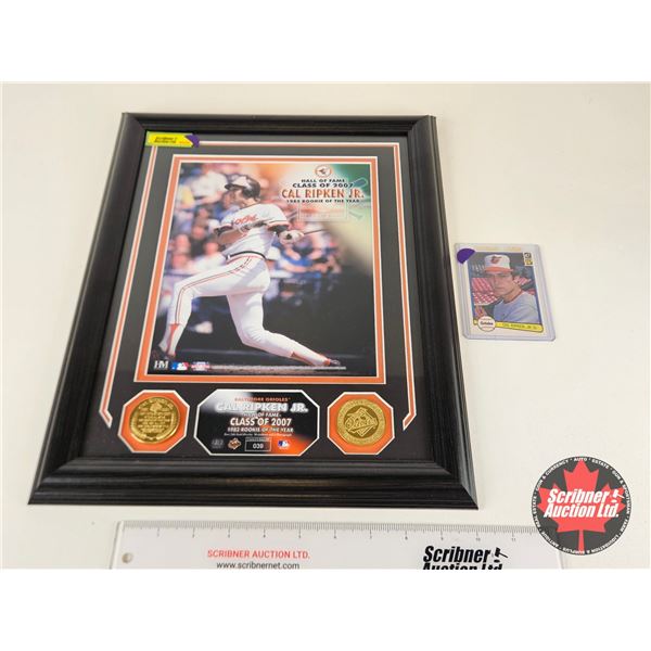 CAL RIPKIEN JR COLLECTOR COMBO ! Framed & Matted Photo + Rookie Card :  CAL RIPKIEN JR. : Baltimore 