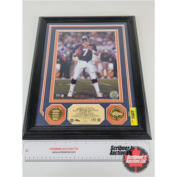 Framed & Matted Photo : John Elway : Hall of Fame Induction 2004 - Denver Broncos 1983-1998 (COA : T