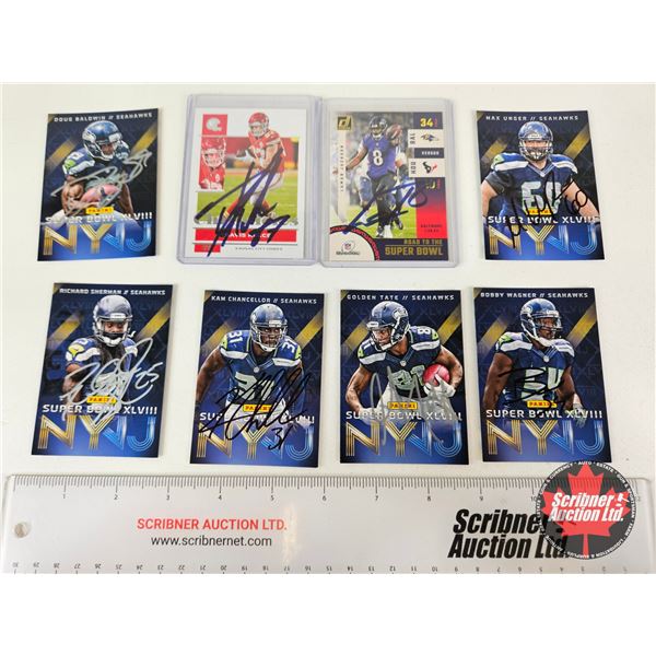 Variety of Signed Football Cards Incl. Kansas City Chiefs Travis Kelce ; Seahawks Super Bowl XLVIII
