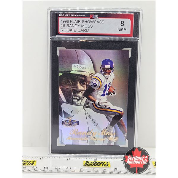 1998 Flair Showcase #5 Randy Moss Rookie Card : Vikings (Certified KSA 8 NMM)