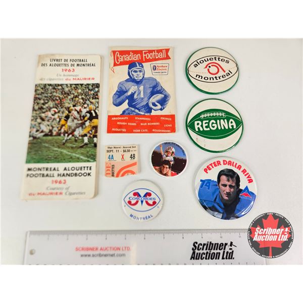 Vintage CFL Memorabilia : Incl. - Buttons - Handbook - 1954 CFL Book