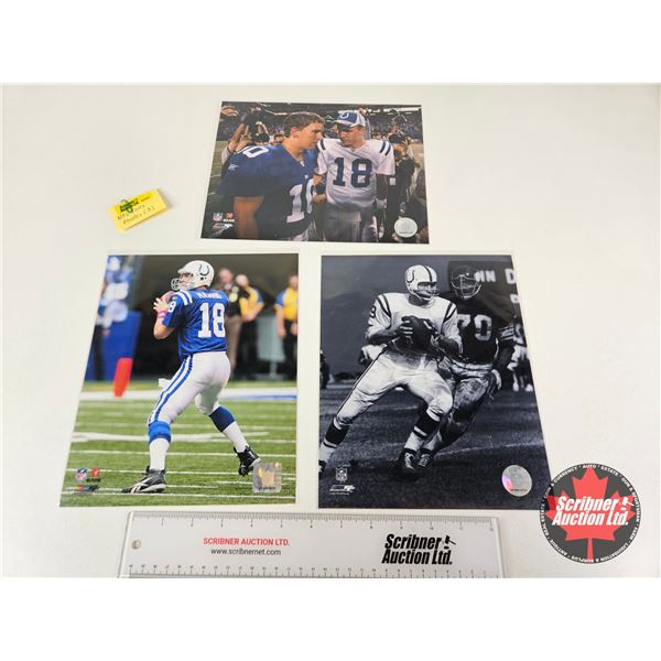 NFL 8x10 Photos (3) : Indianapolis Colts - Peyton Manning (Certified NFL) - Johnny Unitas (Certified