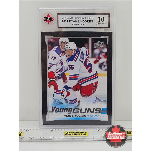 2019-20 Upper Deck #459 Ryan Lindgren Rookie Card : Rangers (Certified KSA 10 GEM MINT)