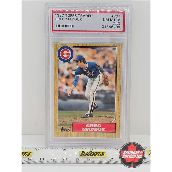 1987 Topps Traded #570T Greg Maddux : Cubs : Certified PSA NM-MT 8 (OC)