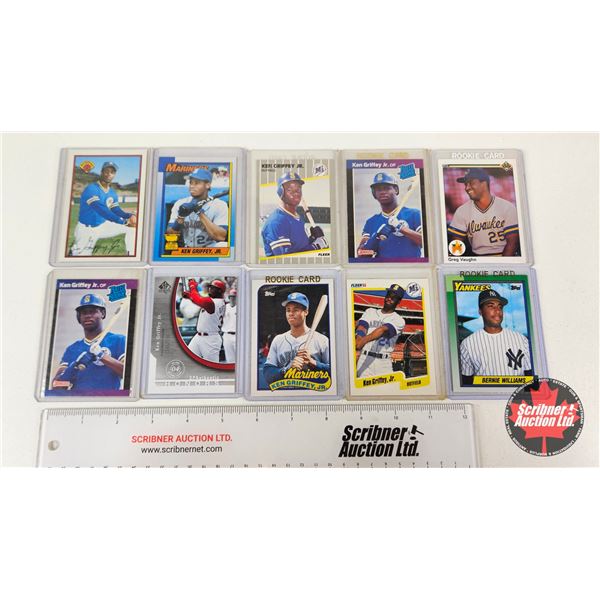 Variety of Baseball Cards (10) Incl : - Ken Griffey Jr. (8) - Greg Vaughn - Bernie Williams