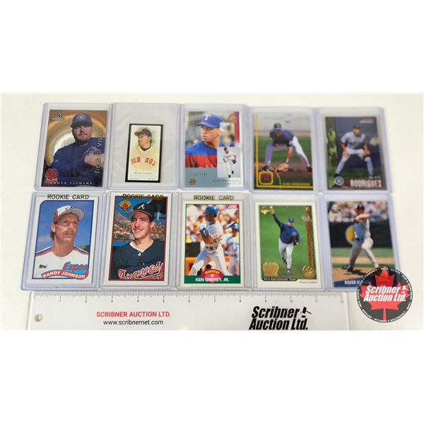 Variety of Baseball Cards (10) Incl : - Alex Rodriguez (3) - Roger Clemens (4) - Ken Griffey Jr. -