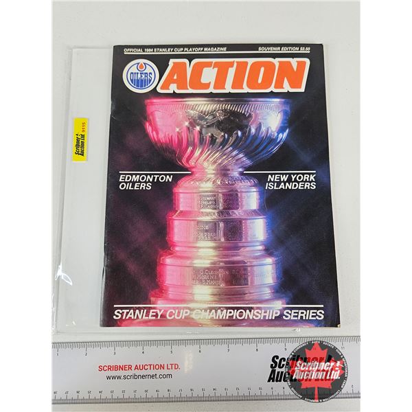 NHL Magazines (2) : - 1984 Oilers Action Stanley Cup Playoff Magazine - 1981 Vancouver Canucks