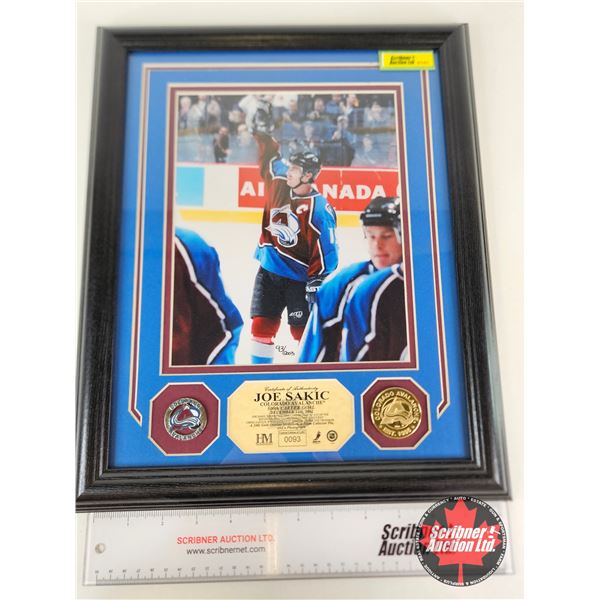 Framed & Matted Photo : JOE SAKIC : Colorado Avalanche : 500th Career Goal 2002 (COA : The Highland