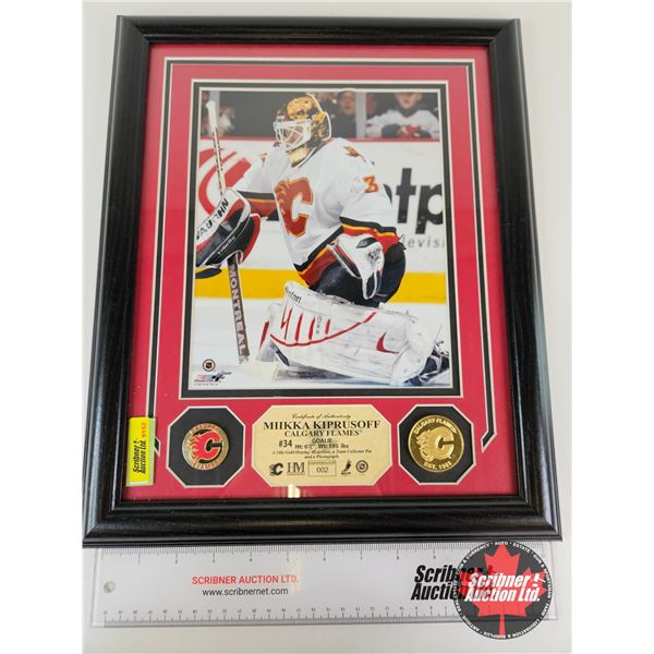 Framed & Matted Photo : MIKKA KIPRUSOFF : Calgary Flames : GOALIE (COA : The Highland Mint) (Limited