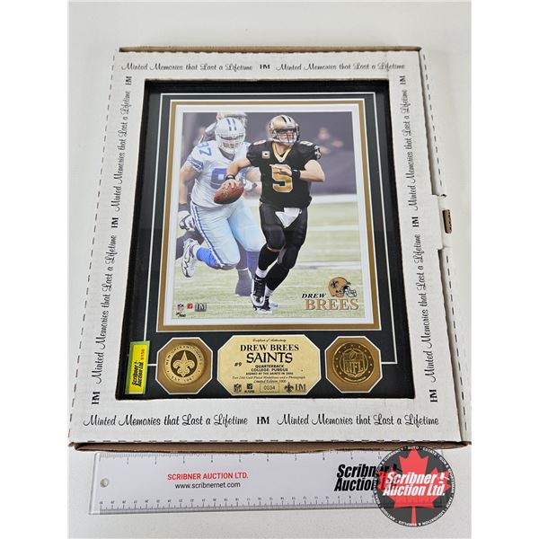 Framed & Matted Photo : DREW BREES : SAINTS (COA : The Highland Mint) (Limited Edition 34 of 1000) c
