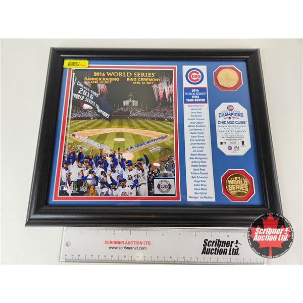 Framed & Matted Photo : 2016 WORLD SERIES : Banner Raising & Ring Ceremony 2017 : Chicago Cubs (COA