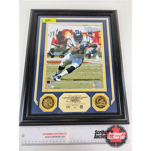 Framed & Matted Photo : LaDAINIAN TOMLINSON : San Diego Chargers (COA : The Highland Mint) (Limited 