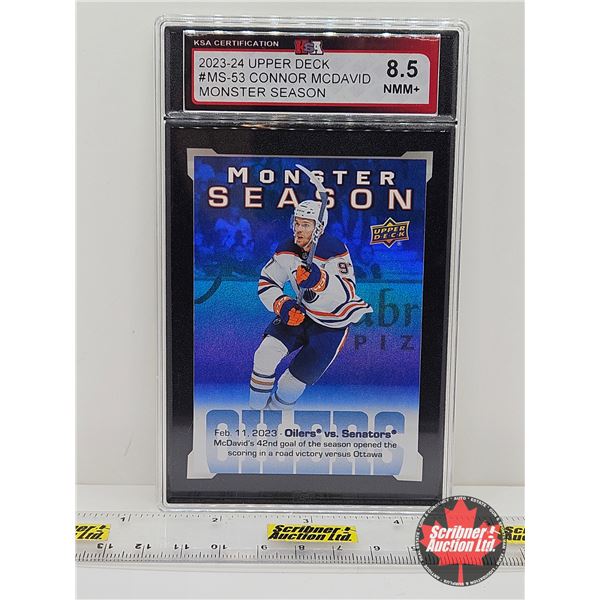 2023-24 Upper Deck #MS-53 Connor McDavid Monster Season : Oilers (Certified KSA 8.5 NMM+)