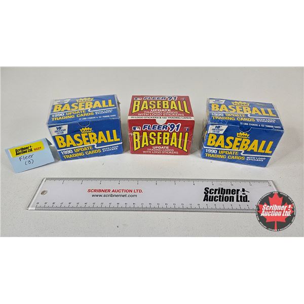 1990-1991 Fleer Baseball Trading Cards w/ Logo Stickers (3 Boxes) (Unopened)