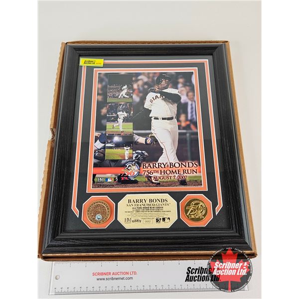 Framed & Matted Photo : BARRY BONDS : SAN FRANCISCO GIANTS : ALL TIME HOME RUN LEADER :  756th Home 