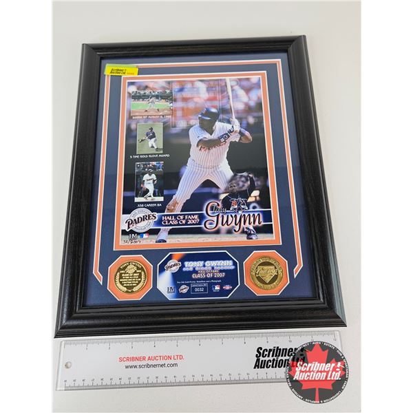 Framed & Matted Photo : TONY GWYNN : SAN DIEGO PADRES : Hall of Fame Class of 2007 (COA : The Highla