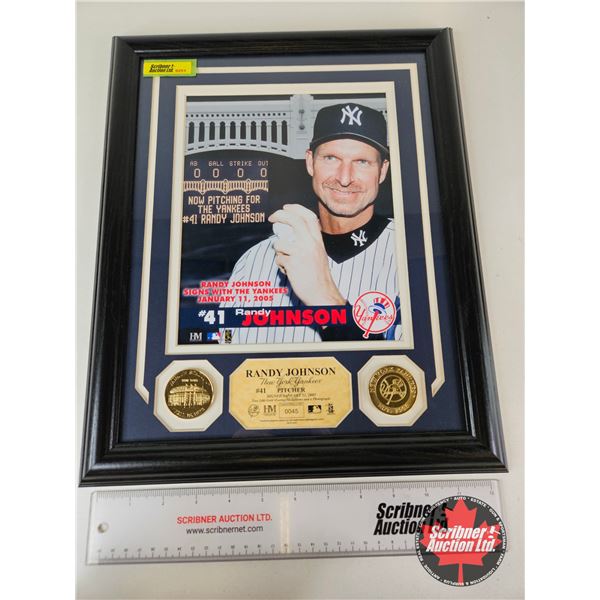 Framed & Matted Photo : RANDY JOHNSON : New York Yankees : Pitcher (COA : The Highland Mint) (Limite