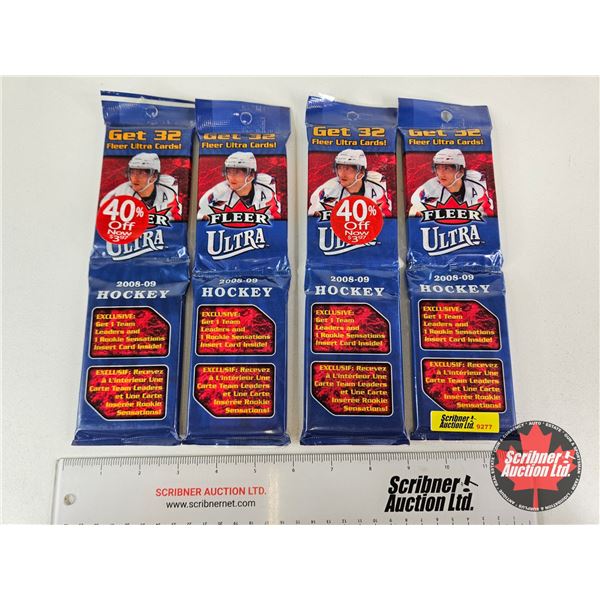 2008-09 Fleer Ultra Hockey Trading Card Packs (4) (Unopened)