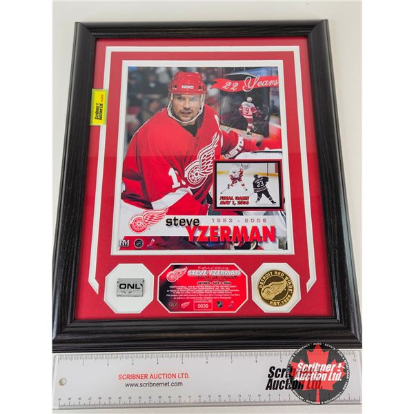 "Framed & Matted Photo : STEVE YZERMAN : Detroit Red Wings 1983-2006 Retired July 2006 (COA : The Hi