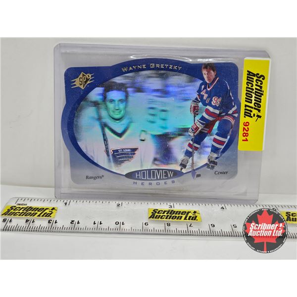 1996 Upper Deck Hockey Card : Wayne Gretzky : Rangers : Holoview Heroes (In Card Sleeve)