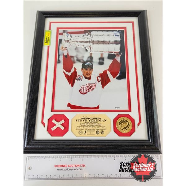 "Framed & Matted Photo : STEVE YZERMAN : Detroit Red Wings : Captain of the 1997, 1998 and 2002 :  S