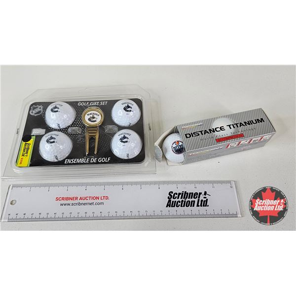 Golf Gift Combo : Vancouver Canucks & (3) Edmonton Oilers Golf Balls