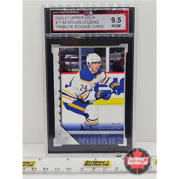 2020-21 Upper Deck #T-84 Dylan Cozens Tribute Rookie Card : Sabres (Certified KSA 9.5 NGM)