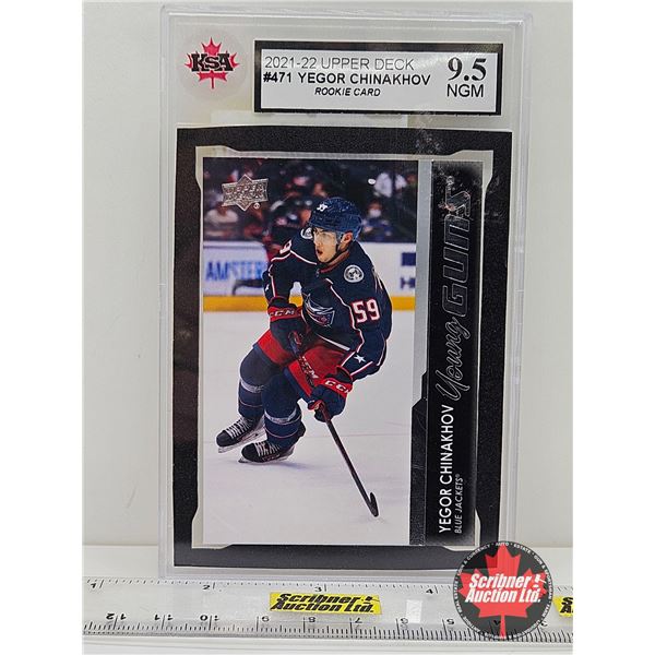 2021-22 Upper Deck #471 Yegor Chinakhov Rookie Card : Blue Jackets (Certified KSA 9.5 NGM)