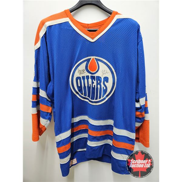 Autographed Hockey Jersey : Grant Fuhr - Oilers (Size Unknown) (No COA)