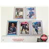 Image 1 : NHL Hockey Cards (5) : Oilers (No COA) - Autographed Charlie Huddy - Mark Messier - Glenn Anderson -