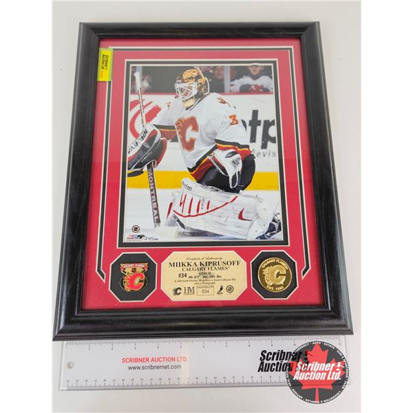 Framed & Matted Photo : MIKKA KIPRUSOFF : Calgary Flames : GOALIE : (COA : The Highland Mint) (Limit
