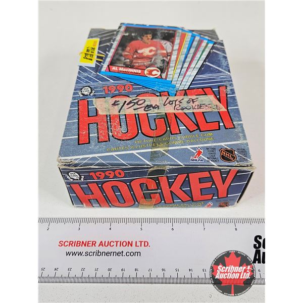 1990 O-Pee-Chee Hockey Picture Cards/Bubble Gum (Display Box Lot with Contents / Individual Pkgs Uno