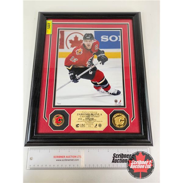 "Framed & Matted Photo : JAROME IGINLA : Calgary Flames : RIGHT WING  (COA : The Highland Mint) (Lim