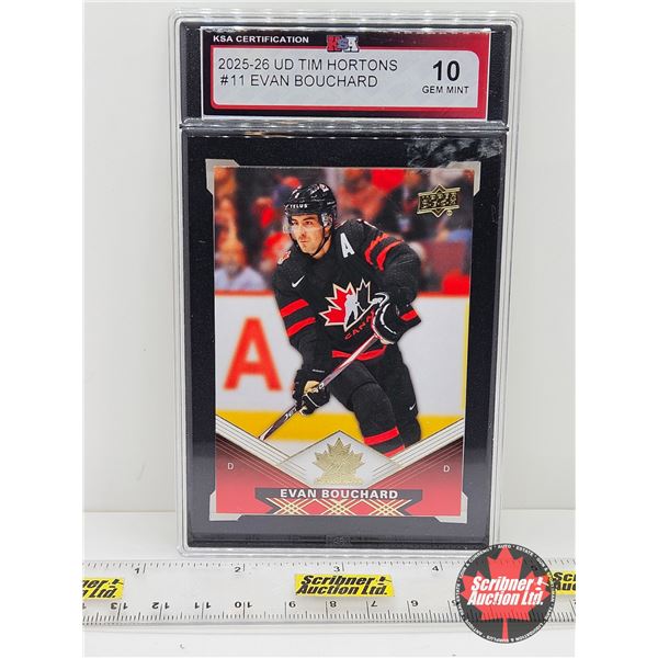2025-26 UD Tim Hortons #11 Evan Bouchard : Team Canada (Certified KSA 10 GEM MINT)