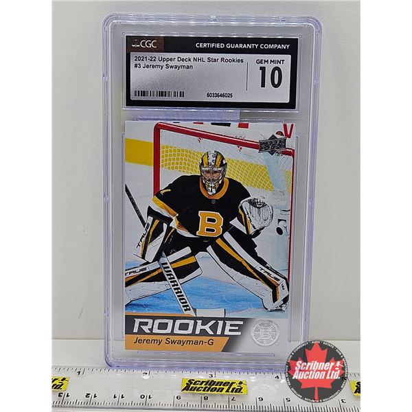 2021-22 Upper Deck NHL Star Rookies #3 Jeremy Swayman : Bruins (Certified CGC GEM MINT 10)