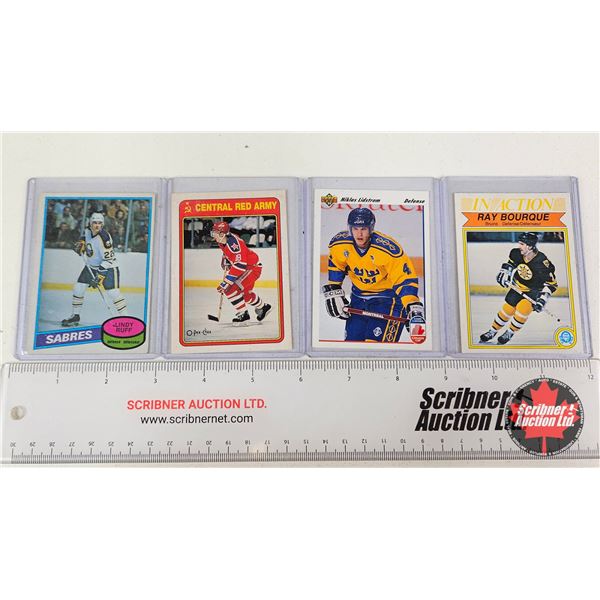 NHL Hockey Cards (4) : - Nicklas Lidstrom (Sweden) - Sergei Fedorov (Central Red Army) - Lindy Ruff 