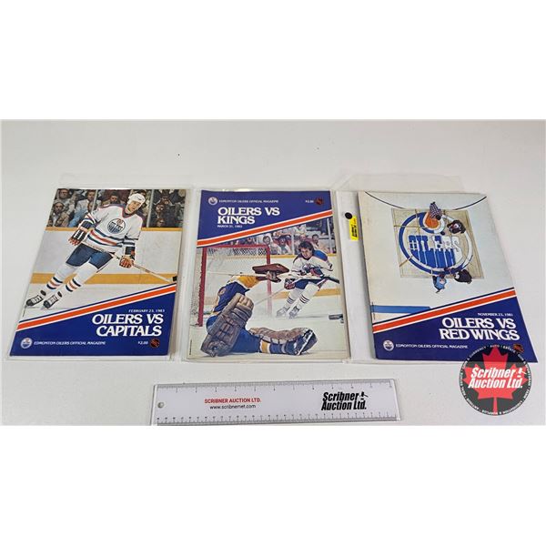 Edmonton Oilers Official Hockey Program Magazines (3) :  - Oilers vs Red Wings 1981 - Oilers vs King