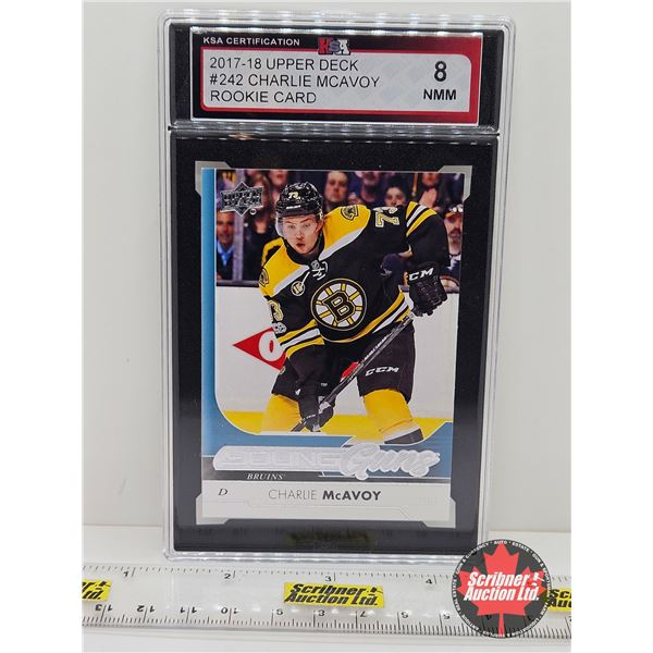 2017-18 Upper Deck #242 Charlie McAvoy Rookie Card : Bruins (Certified KSA 8 NMM)