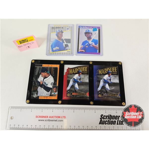 Ken Griffey Jr Collector Group : 3 Cards in Multi-Card Screwdown Case + 2 Cards in Protective Sleeve